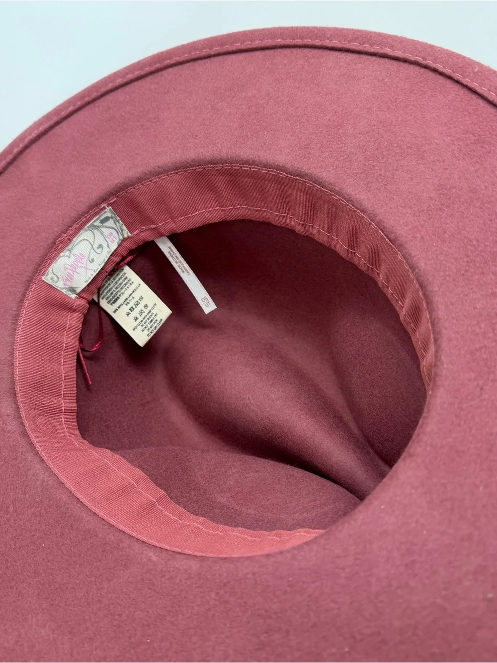 Anthropologie Pink Wool Wide Brim Fedora Hat Leather Band Womens One Size